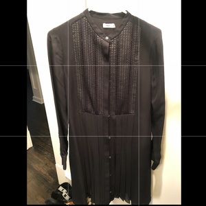 Black long sleeved knee length dress